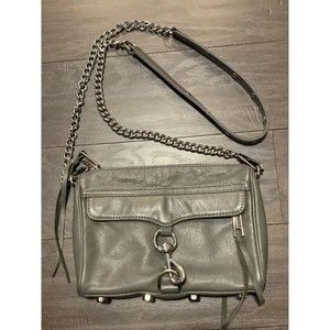 REBECCA MINKOFF Gray Leather Chain Strap Crossbody EUC